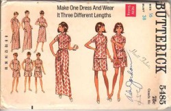 5485 BUTTERICK 68  SHORT SLEEVE DRESS 3 DIFFERENT LENGTHS, BELT PATTERN 10